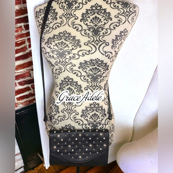 GRACE ADELE Black Studded & Rhinestone Convertible Purse - Picture 2 of 5